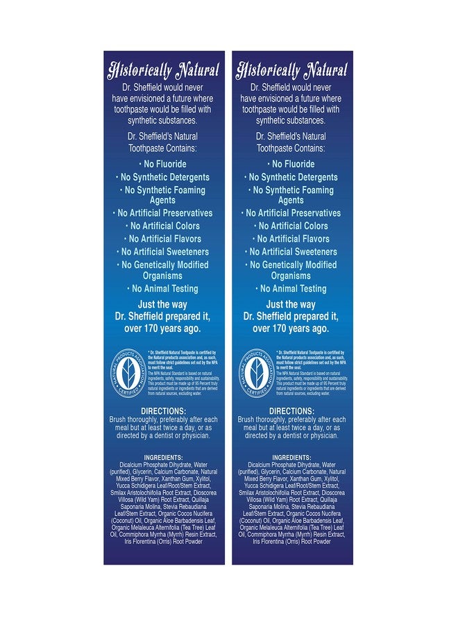 Dr. Sheffield's Dr. Sheffield’s Certified Natural Toothpaste (Mixed Berry) - Great Tasting, Fluoride Free Toothpaste/Freshen Your Breath, Whiten Your Teeth, Reduce Plaque (2-Pack) - Image 5